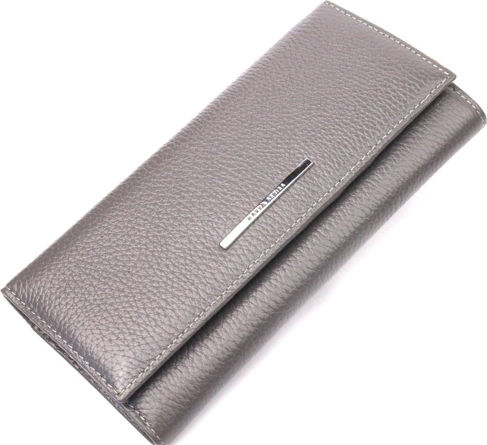 Серый вместительный женский кошелек из натуральной кожи KARYA (2421020)
