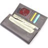 Серый вместительный женский кошелек из натуральной кожи KARYA (2421020) - 4