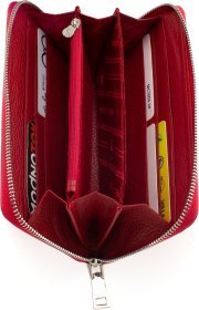 Шкіряний жіночий гаманець червоного кольору на блискавці Marco Coverna (17724)