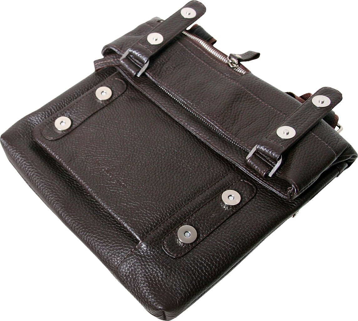 Коричневая кожаная сумка на плечо вертикального типа для мужчин Vip Collection (21097)