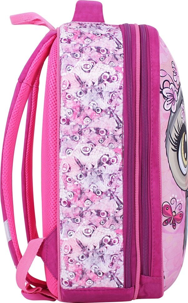 Шкільний рюкзак для дівчаток малинового кольору з принтом сови Bagland (55334)