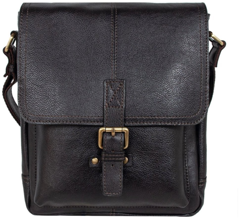 Мужская сумка планшет из натуральной фактурной кожи через плече Ashwood Benjamin коричневого цвета 95434 modnotak фото №1