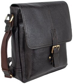 Мужская сумка планшет из натуральной фактурной кожи через плече Ashwood Benjamin коричневого цвета 95434