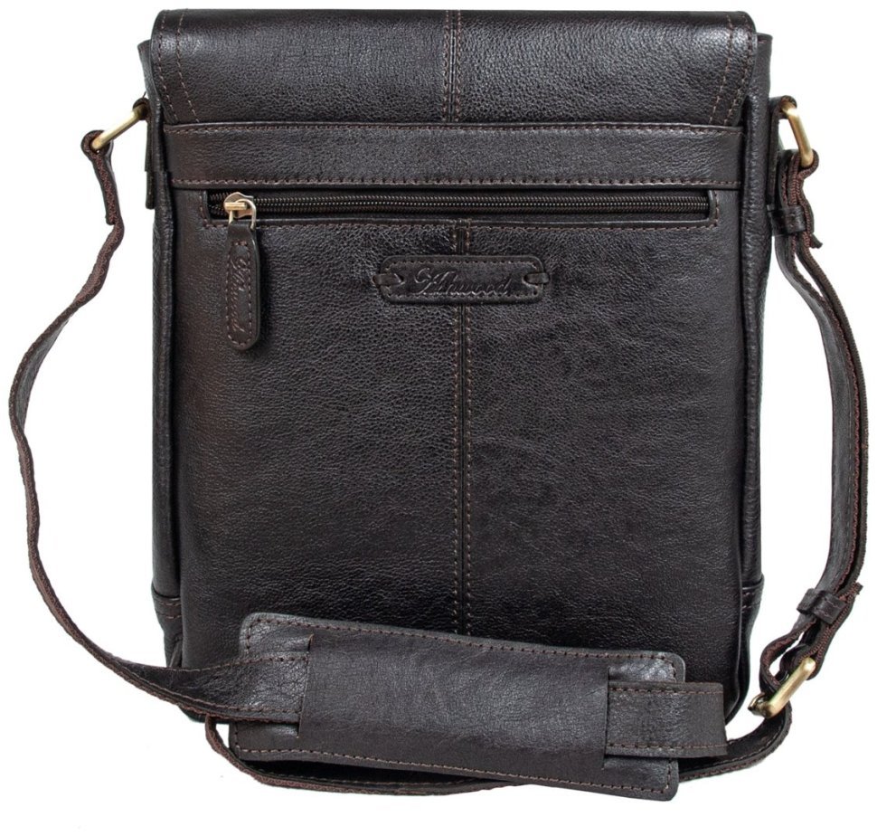 Мужская сумка планшет из натуральной фактурной кожи через плече Ashwood Benjamin коричневого цвета 95434 modnotak фото №4