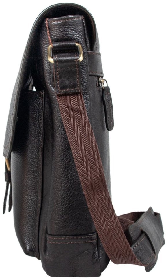 Мужская сумка планшет из натуральной фактурной кожи через плече Ashwood Benjamin коричневого цвета 95434 modnotak фото №5