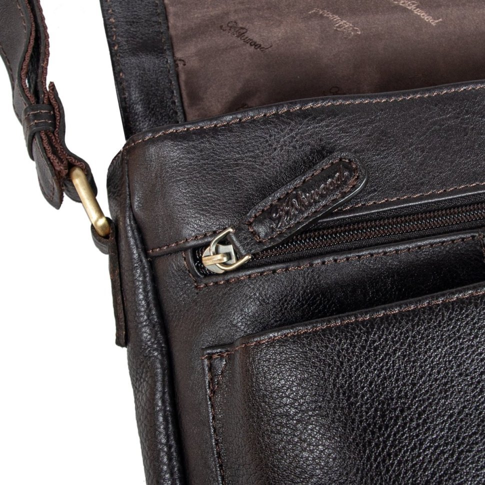 Мужская сумка планшет из натуральной фактурной кожи через плече Ashwood Benjamin коричневого цвета 95434 modnotak фото №9