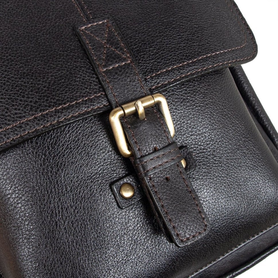 Мужская сумка планшет из натуральной фактурной кожи через плече Ashwood Benjamin коричневого цвета 95434 modnotak фото №10