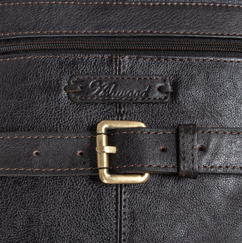 Мужская сумка планшет из натуральной фактурной кожи через плече Ashwood Benjamin коричневого цвета 95434 modnotak фото №11