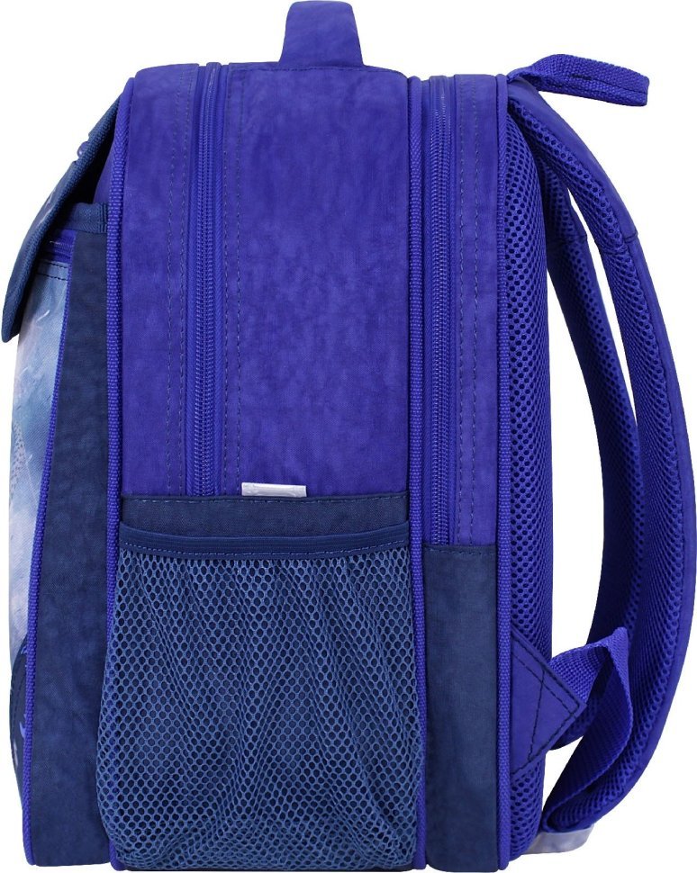 Школьный рюкзак для мальчиков из синего текстиля с принтом мотоциклиста Bagland (55534)