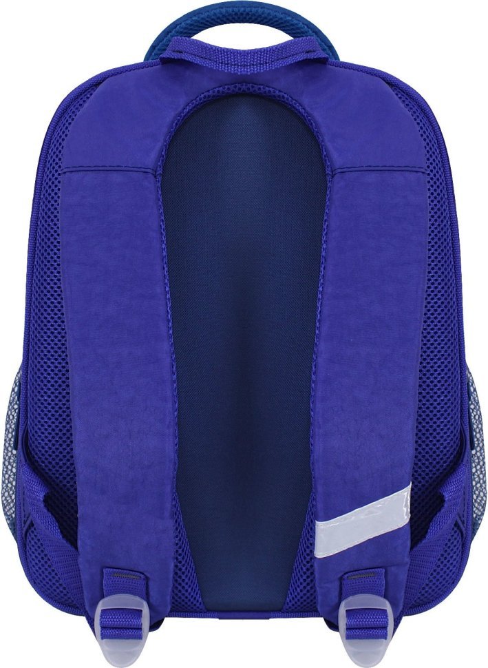 Шкільний рюкзак для хлопчиків із синього текстилю з принтом мотоцикліста Bagland (55534)