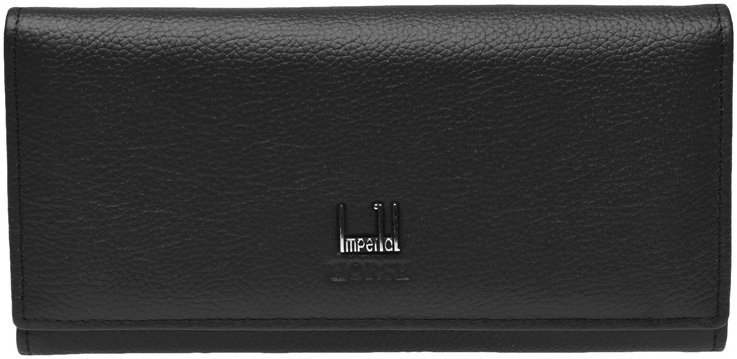 Довгий жіночий шкіряний гаманець чорного кольору з клапаном Horse Imperial 66234