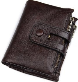 Темно-коричневый мужской кошелек из мягкой гладкой кожи на кнопке Vintage (2414602)