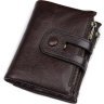 Темно-коричневий чоловічий гаманець з м'якої гладкої шкіри на кнопці Vintage (2414602) - 1