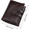 Темно-коричневий чоловічий гаманець з м'якої гладкої шкіри на кнопці Vintage (2414602) - 5