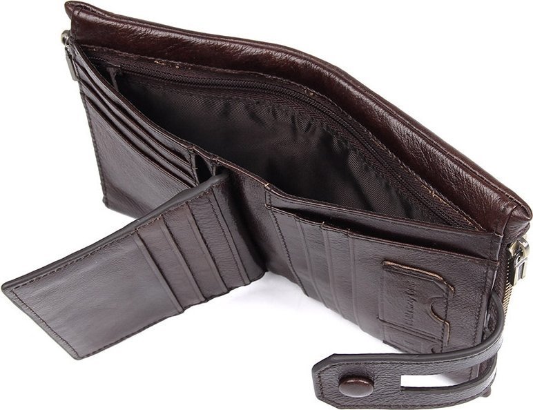 Темно-коричневий чоловічий гаманець з м'якої гладкої шкіри на кнопці Vintage (2414602)