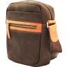 Шкіряна чоловіча сумка коричневого кольору з рудою вставкою VATTO (12075) - 5