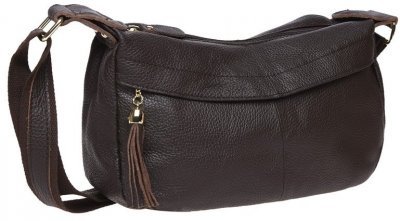 Горизонтальна шкіряна сумка коричневого кольору на блискавці Borsa Leather (19339)