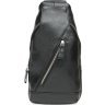 Середній чоловічий рюкзак-слінг із натуральної шкіри флотар чорного кольору Keizer (56734) - 1