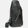 Середній чоловічий рюкзак-слінг із натуральної шкіри флотар чорного кольору Keizer (56734) - 2
