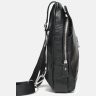 Середній чоловічий рюкзак-слінг із натуральної шкіри флотар чорного кольору Keizer (56734) - 4