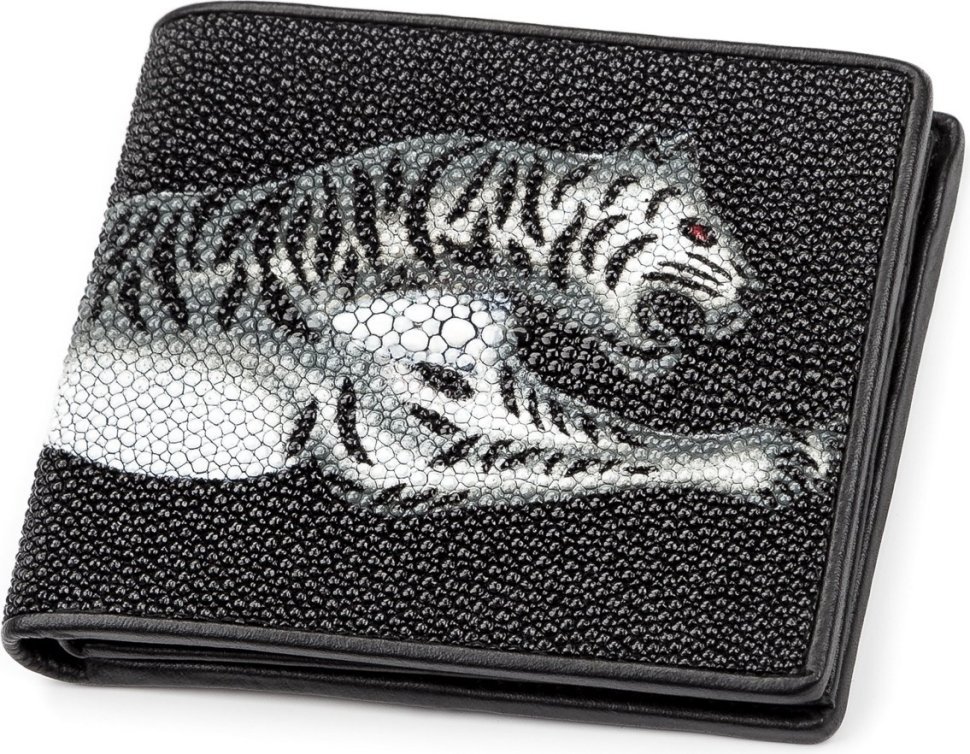 Чоловіче портмоне з натуральної шкіри ската з малюнком тигра STINGRAY LEATHER (024-18060)