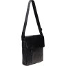 Черная мужская сумка-планшет из зернистой кожи с клапаном на магнитах Keizer (21343) - 3