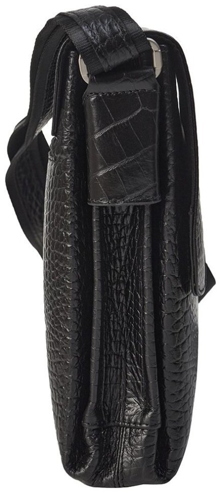 Сумка планшет для мужчин с клапаном на магните из натуральной кожи под крокодила DESISAN 107134 черная modnotak фото №3