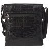 Сумка планшет для мужчин с клапаном на магните из натуральной кожи под крокодила DESISAN 107134 черная modnotak фото - 4