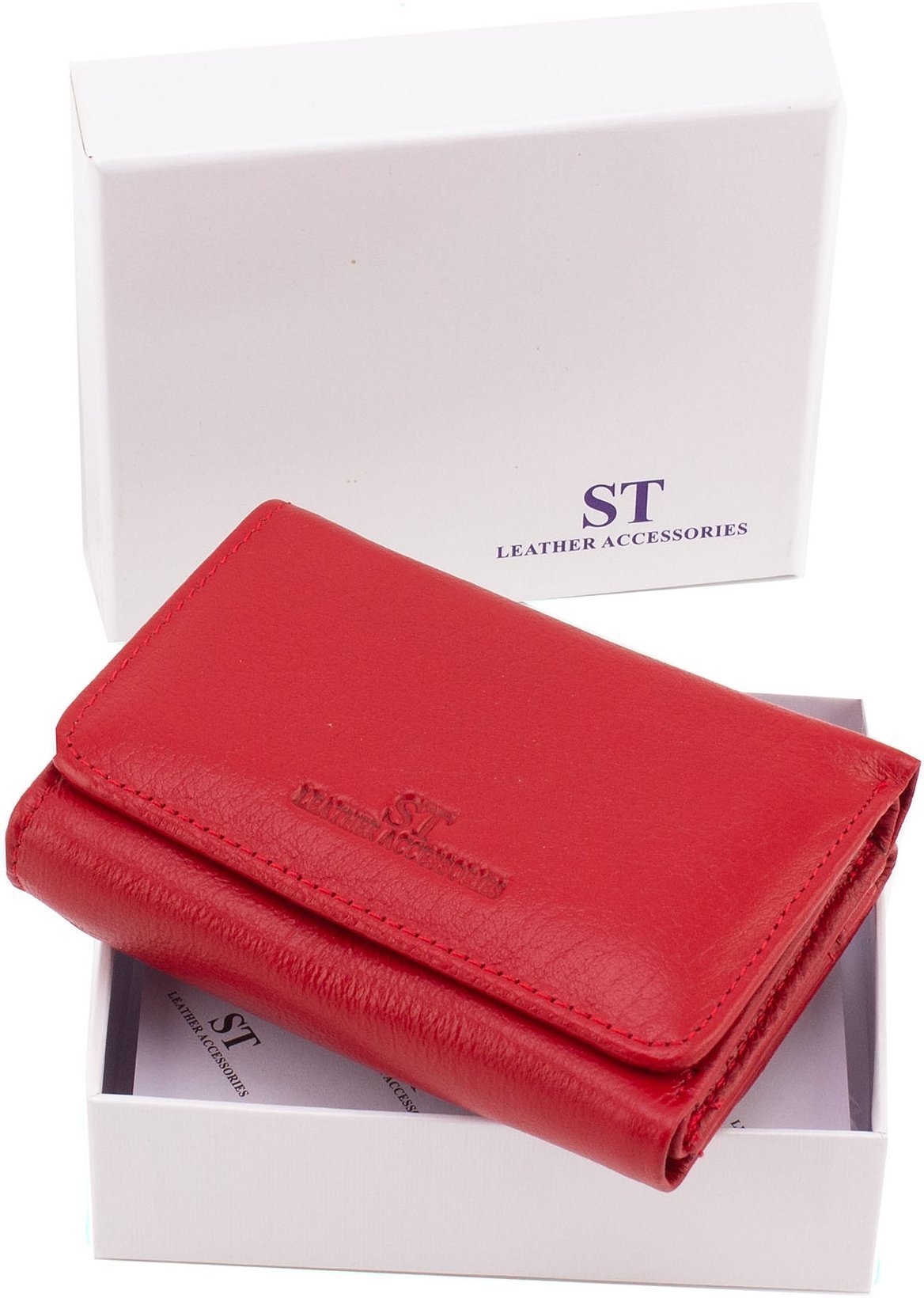 Червоний жіночий гаманець компактного розміру з натуральної шкіри ST Leather 1767234