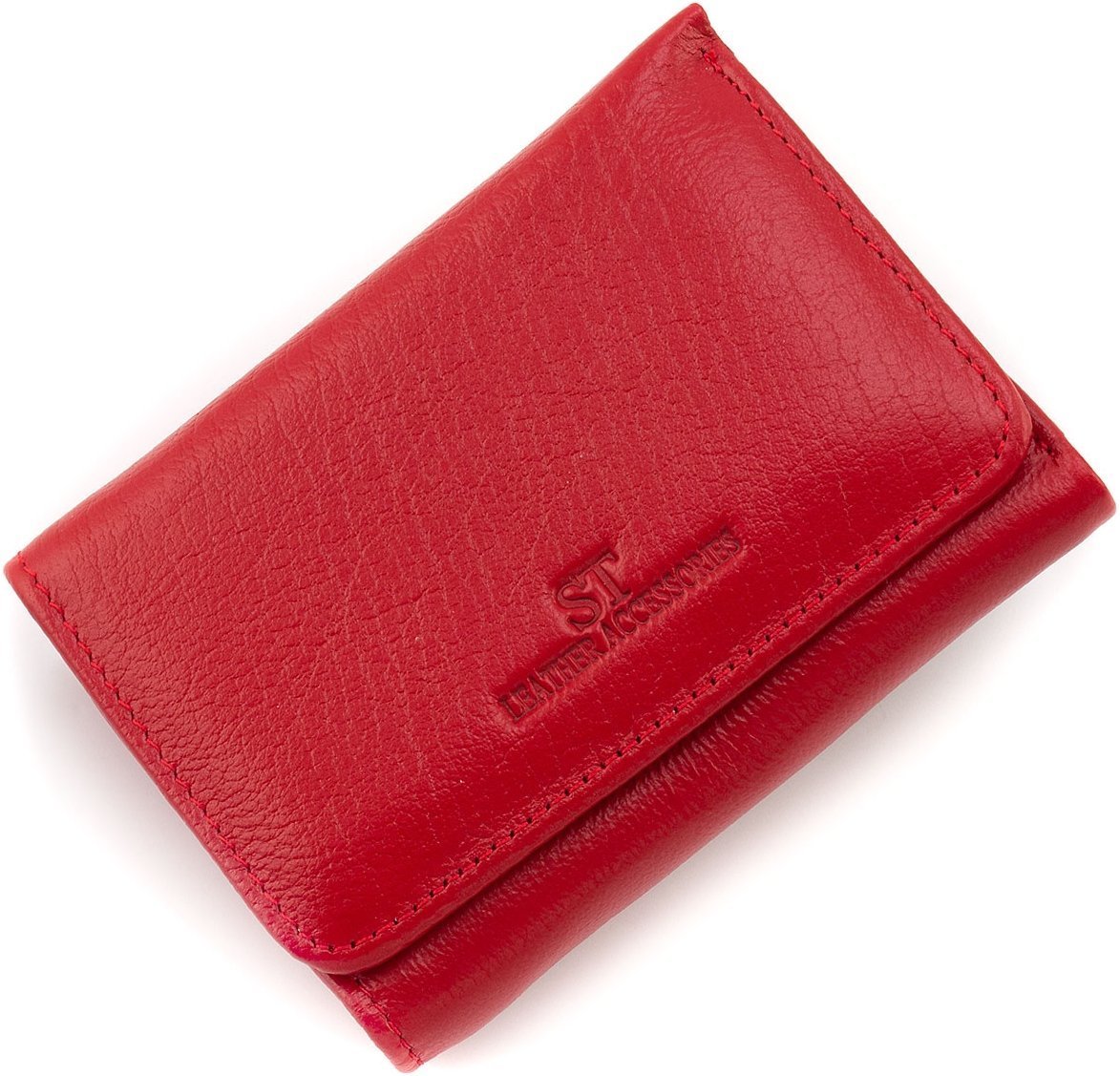 Червоний жіночий гаманець компактного розміру з натуральної шкіри ST Leather 1767234
