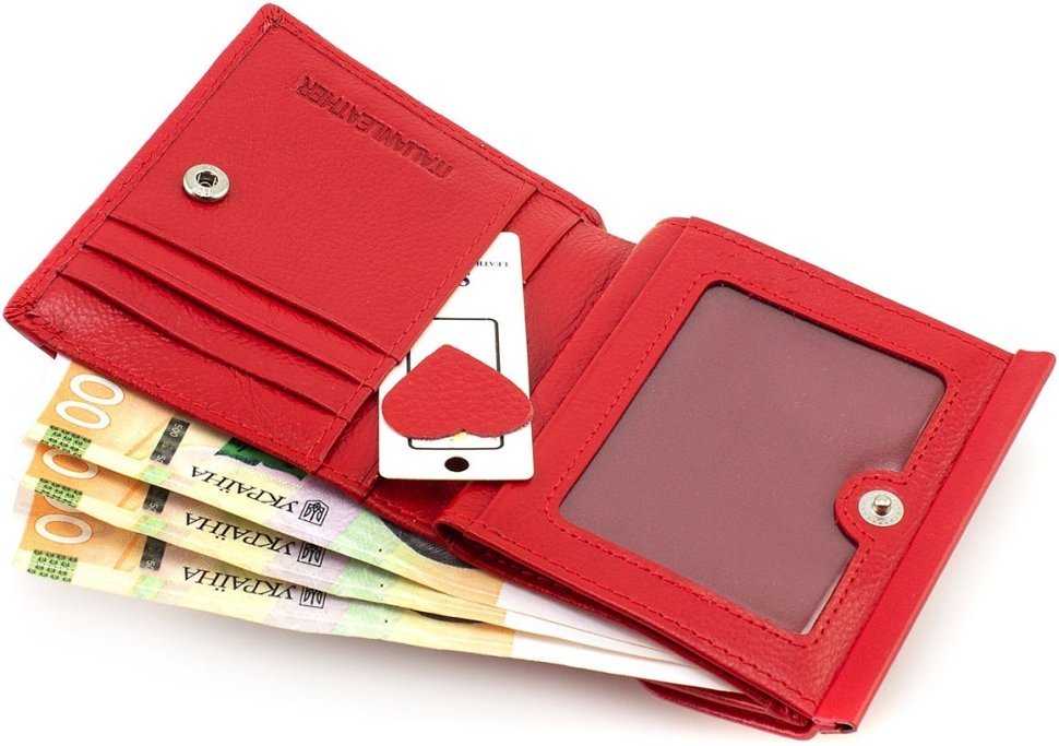 Червоний жіночий гаманець невеликого розміру з натуральної шкіри ST Leather 1767334