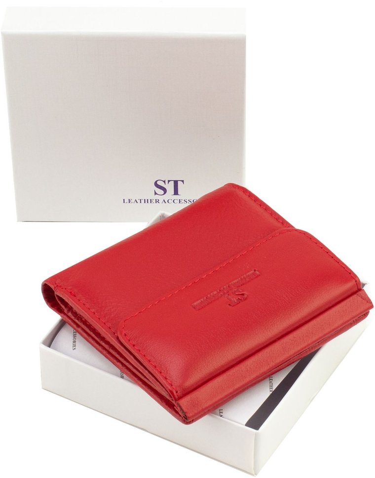 Красный женский кошелек небольшого размера из натуральной кожи ST Leather 1767334