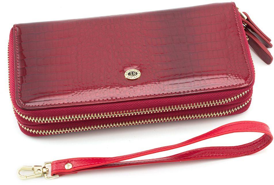 Лаковый кошелек красного цвета на две молнии ST Leather (16312)
