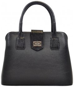 Каркасна ділова жіноча сумка з фактурної шкіри з ручкою для носіння Desisan 107434 чорна