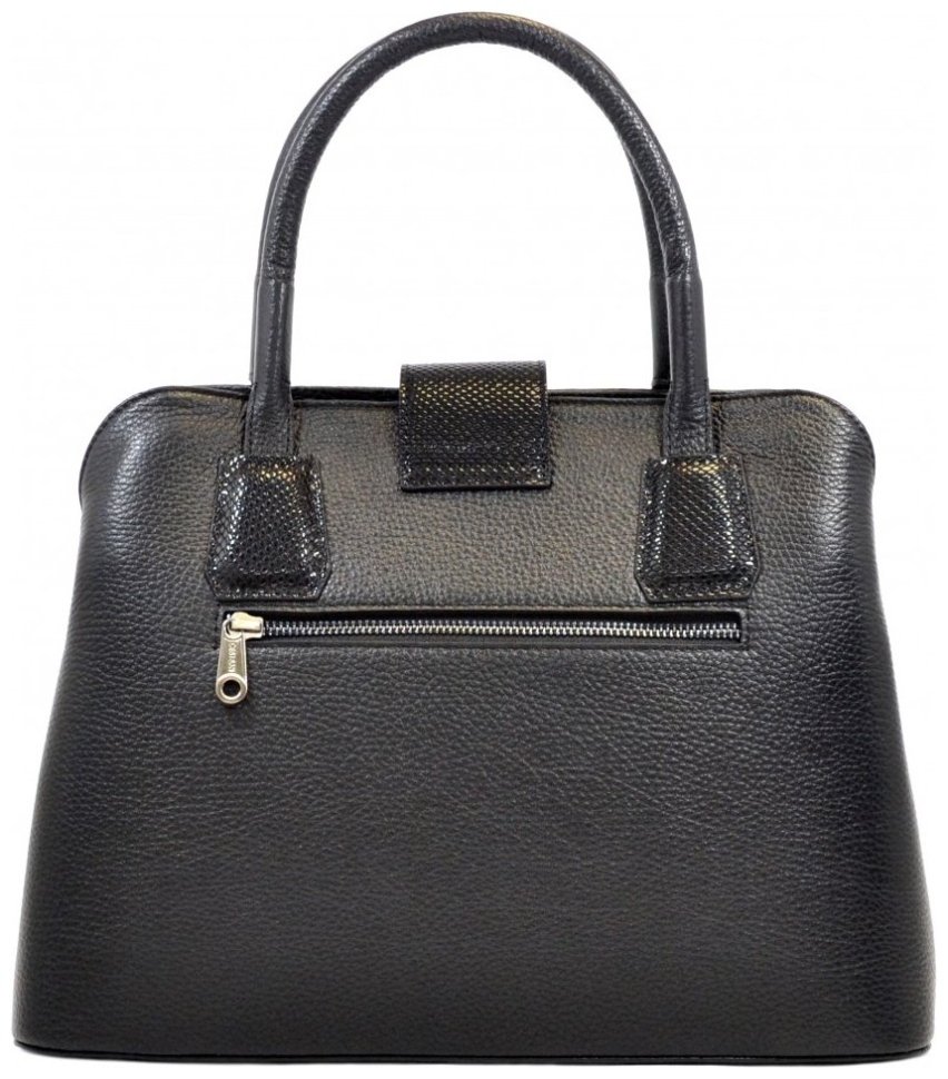 Каркасная деловая женская сумка из фактурной кожи с ручкой для носки Desisan 107434 черная modnotak фото №2