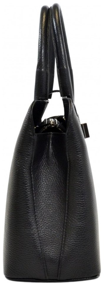 Каркасная деловая женская сумка из фактурной кожи с ручкой для носки Desisan 107434 черная modnotak фото №3