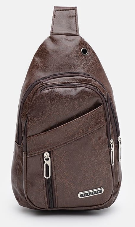 Чоловіча коричнева сумка-рюкзак із шкірозамінника через плече Monsen (22100)
