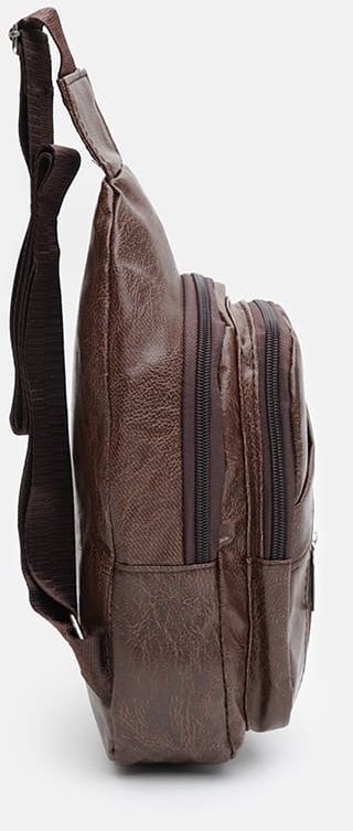 Мужская коричневая сумка-рюкзак из кожзама через плечо Monsen (22100)