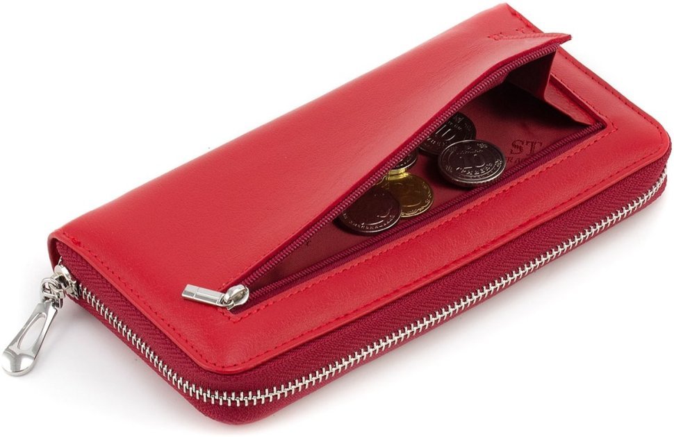 Червоний жіночий гаманець із натуральної шкіри горизонтального типу ST Leather 1767434
