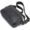 Небольшая горизонтальная кожаная мужская сумка через плечо в черном цвете Tom Stone 77734 - 4