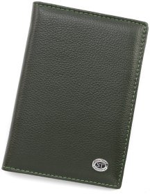 Шкіряна обкладинка для паспорта та відділеннями для карток ST Leather 97734 зелена