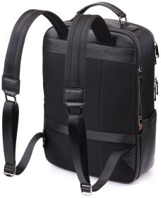 Великий міський чоловічий рюкзак із фактурної шкіри чорного кольору Vintage 97834