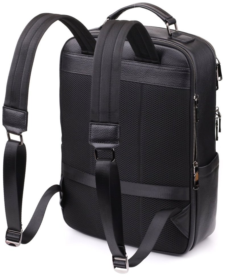 Большой городской мужской рюкзак из фактурной кожи черного цвета Vintage 97834 modnotak фото №2