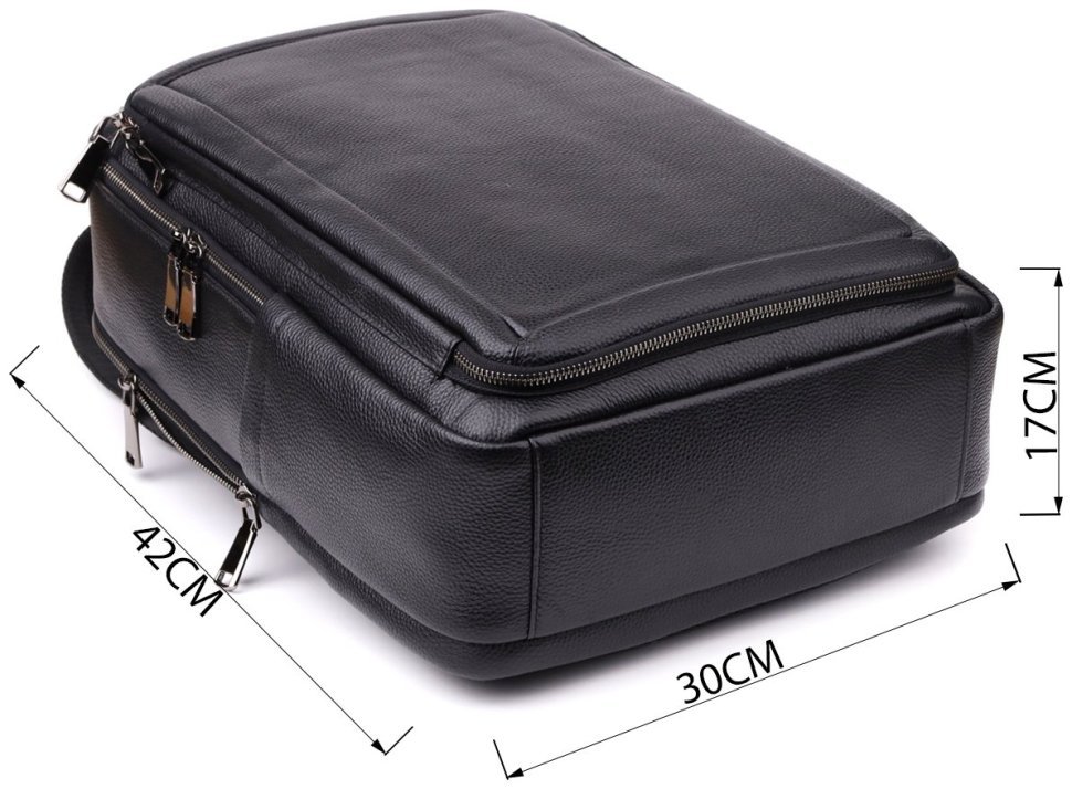 Большой городской мужской рюкзак из фактурной кожи черного цвета Vintage 97834 modnotak фото №3