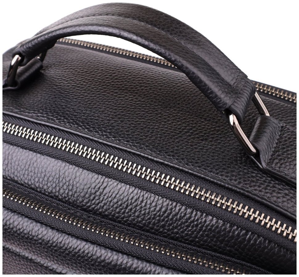 Большой городской мужской рюкзак из фактурной кожи черного цвета Vintage 97834 modnotak фото №5