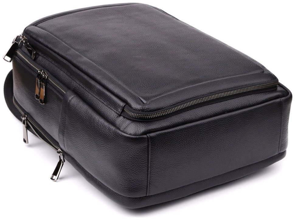 Большой городской мужской рюкзак из фактурной кожи черного цвета Vintage 97834 modnotak фото №6