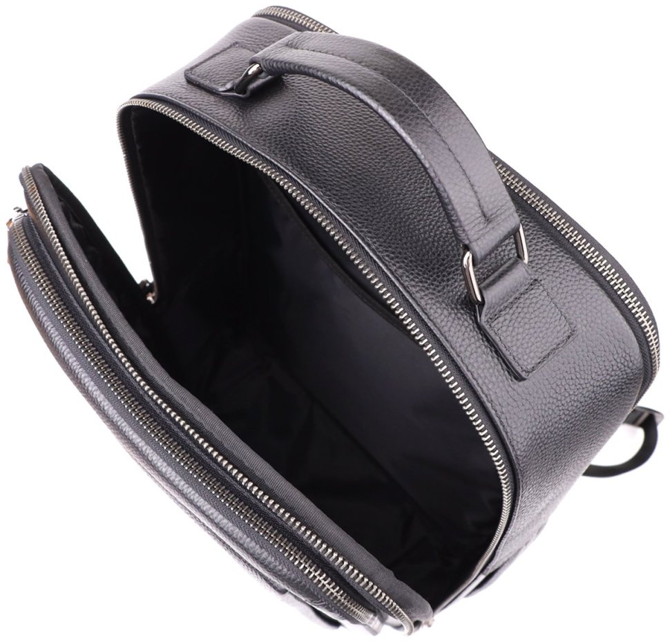 Большой городской мужской рюкзак из фактурной кожи черного цвета Vintage 97834 modnotak фото №7