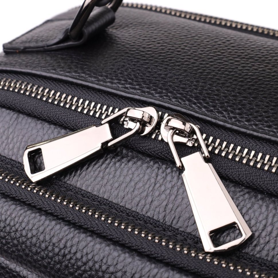 Большой городской мужской рюкзак из фактурной кожи черного цвета Vintage 97834 modnotak фото №8