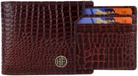 Стильне чоловіче портмоне зі шкіри під фактуру крокодила зі знімним блоком для карток Hammonds Flycatcher HF577 коричневого кольору 108034