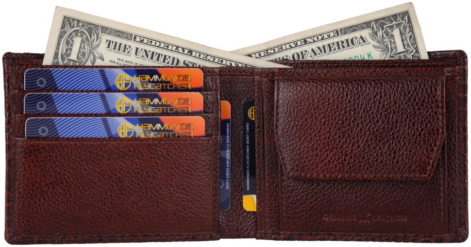 Стильное мужское портмоне из кожи под фактуру крокодила со съемным блоком для карт Hammonds Flycatcher HF577 коричневого цвета 108034 modnotak фото №3